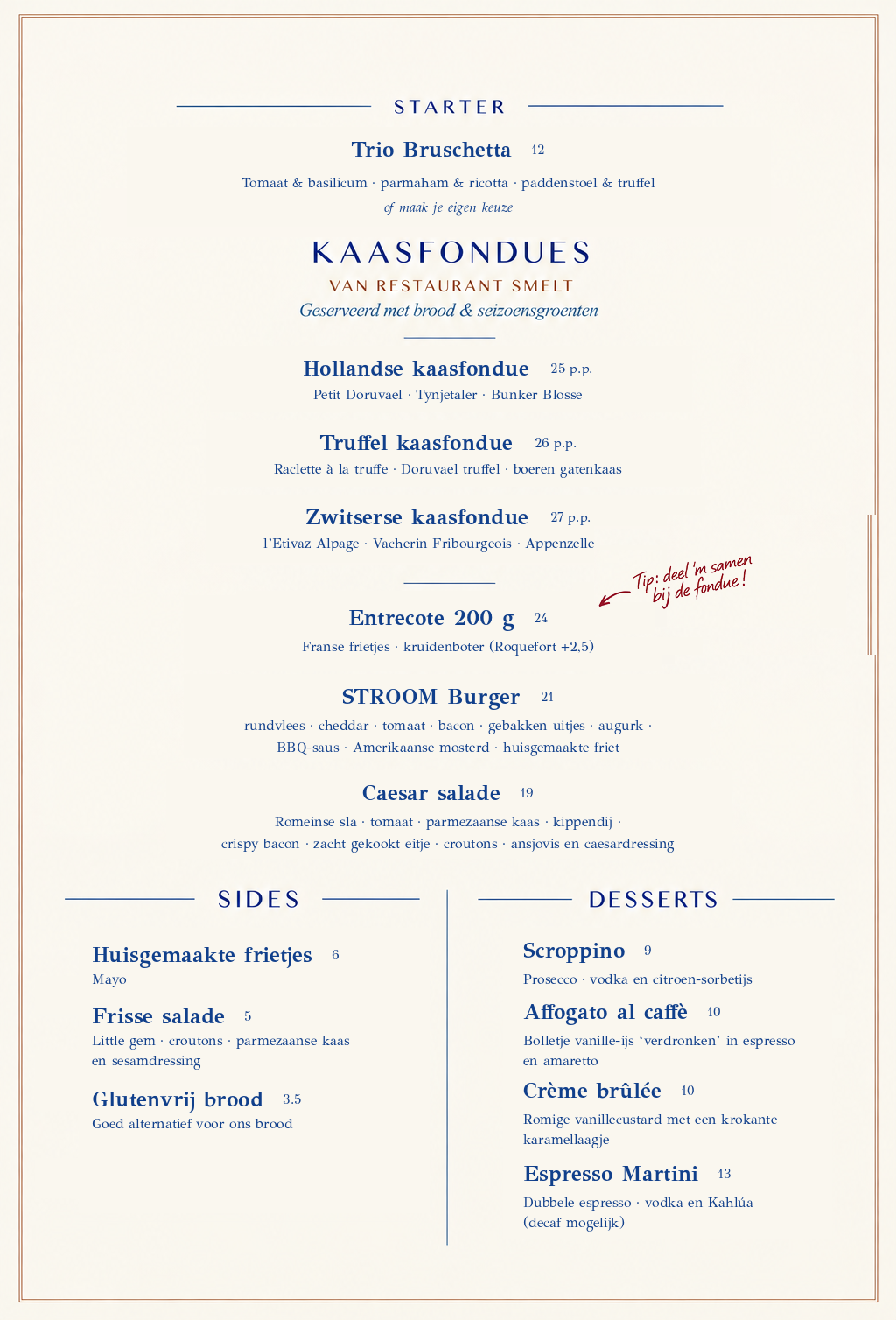 Kaasfondue menu STROOM en Smelt